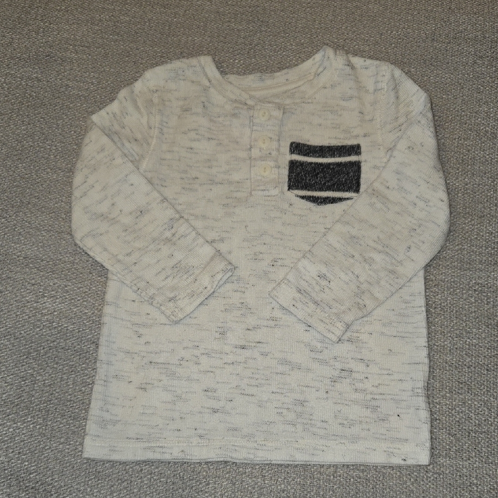 Cat & Jack Cream and Black Long Sleeve Tee Textured Knit